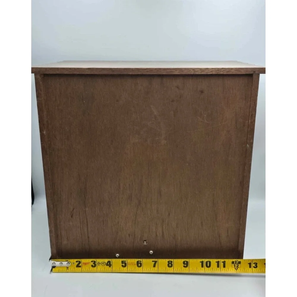 Vintage Wooden Jewelry Armoire Chest Spindle Door 10 Drawer Tabletop musical
